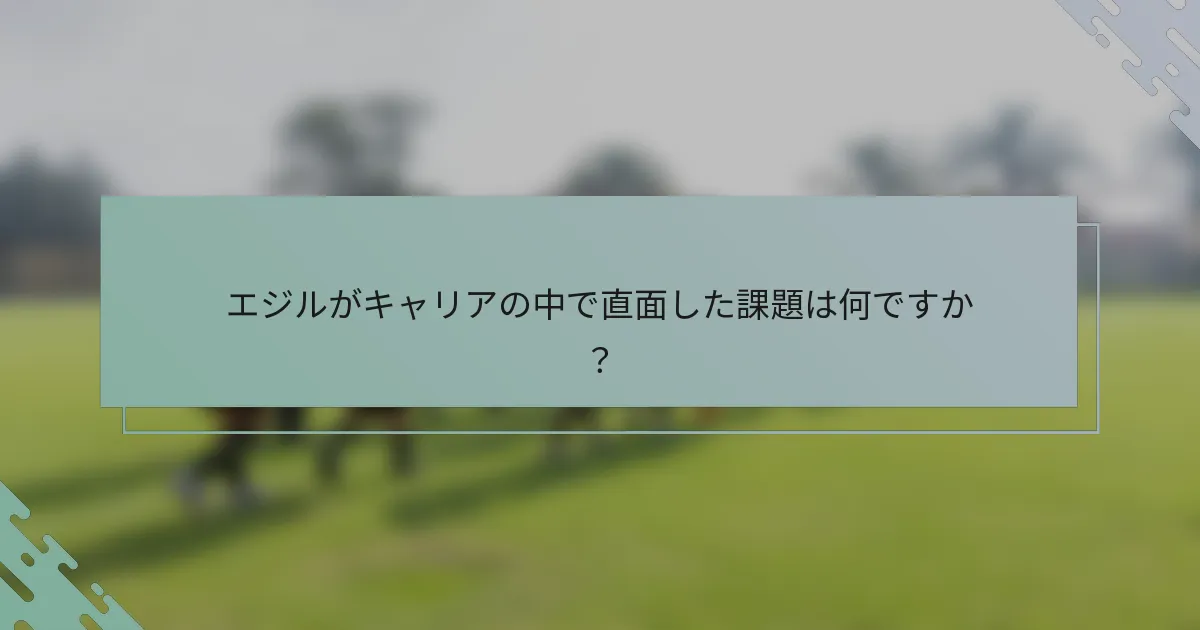 エジルがキャリアの中で直面した課題は何ですか？