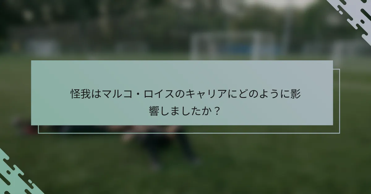 怪我はマルコ・ロイスのキャリアにどのように影響しましたか？